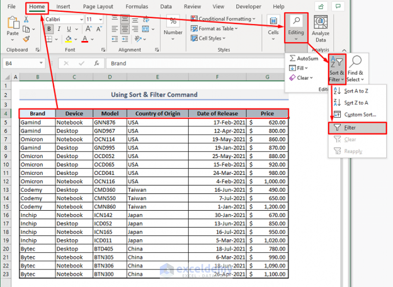 How To Filter Multiple Rows In Excel Suitable Approaches Exceldemy