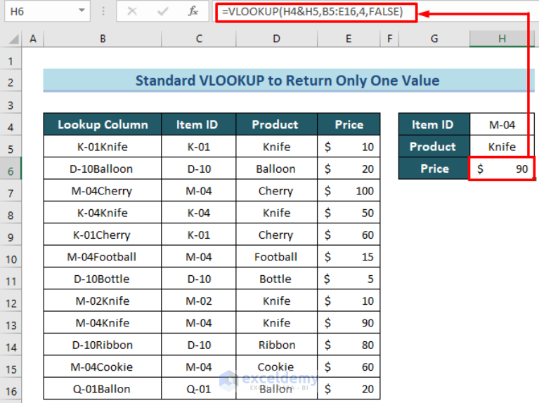 Vlookup From Multiple Columns With Only One Return In Excel