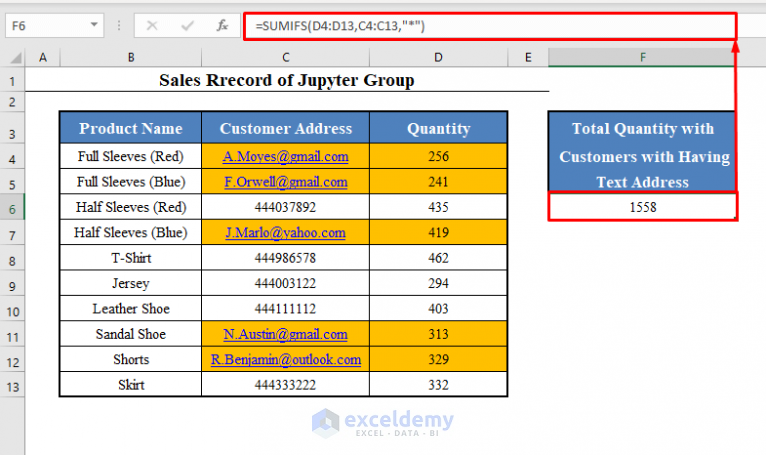 Sum If A Cell Contains Text In Excel Suitable Formulas Exceldemy