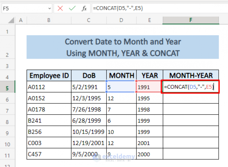 How To Convert Date To Month And Year In Excel 4 Ways ExcelDemy