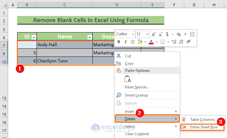 How To Remove Blank Cells Using Formula In Excel Methods