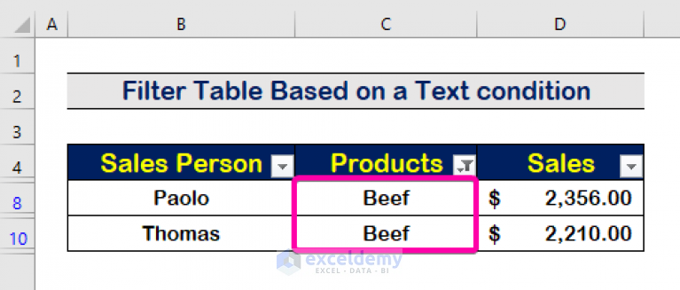 Excel Vba Filter Table Based On Cell Value Easy Methods