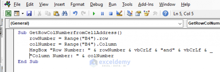 Excel Vba Get Row And Column Number From Cell Address Methods