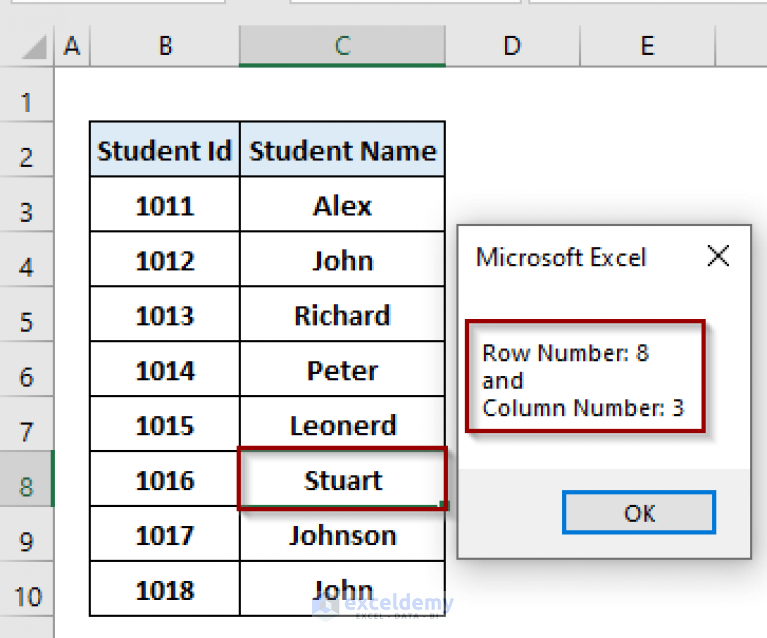 Excel Vba Get Row And Column Number From Cell Address Methods