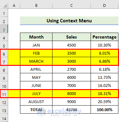 How To Unhide Multiple Rows In Excel Methods Exceldemy