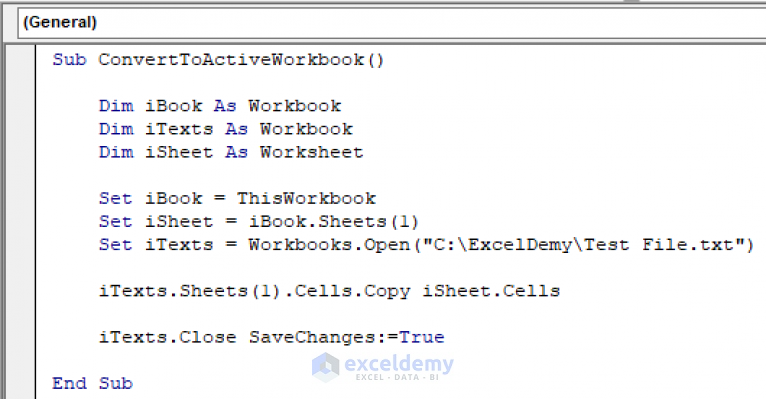 VBA Code To Convert Text File To Excel 7 Methods ExcelDemy