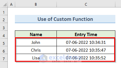 How To Automatically Insert Timestamp Data Entries In Excel Methods