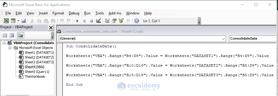 Excel Consolidate Data From Multiple Worksheets In A Single Worksheet