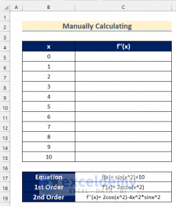 How To Calculate Second Derivative In Excel 2 Suitable Examples