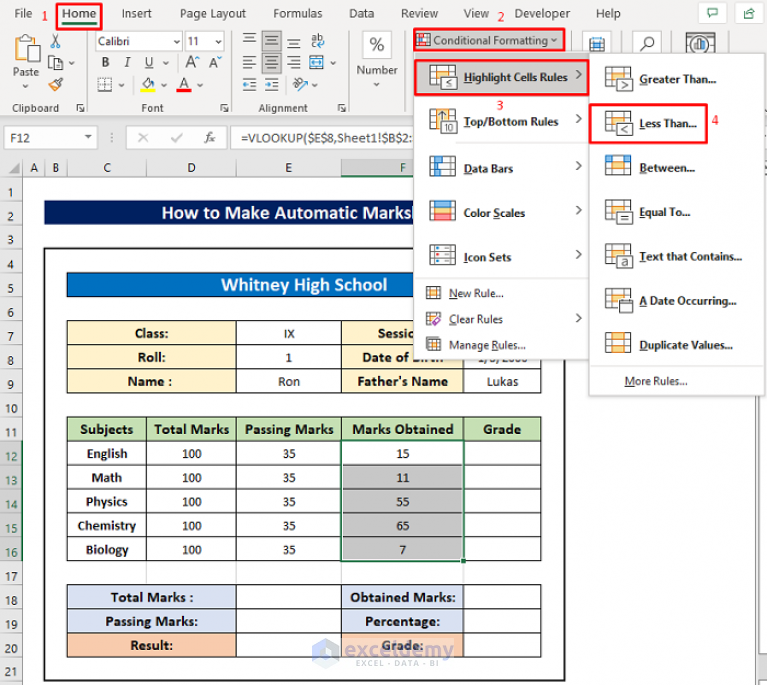 How To Make Automatic Marksheet In Excel With Easy Steps