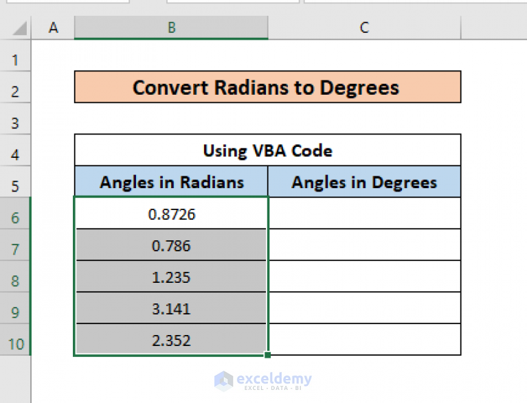 How To Convert Radians To Degrees In Excel 3 Easy Methods