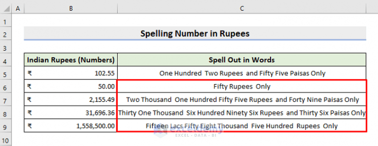 How To Spell Number In Rupees In Excel With Easy Steps