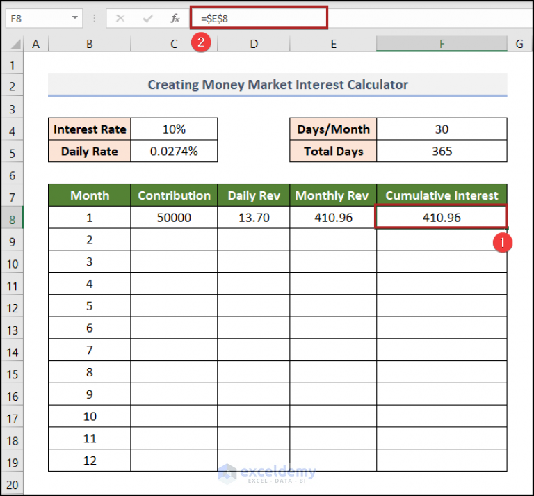 How To Create Money Market Interest Calculator In Excel