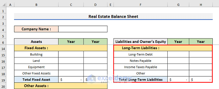 How To Create Real Estate Balance Sheet In Excel Easy Ways