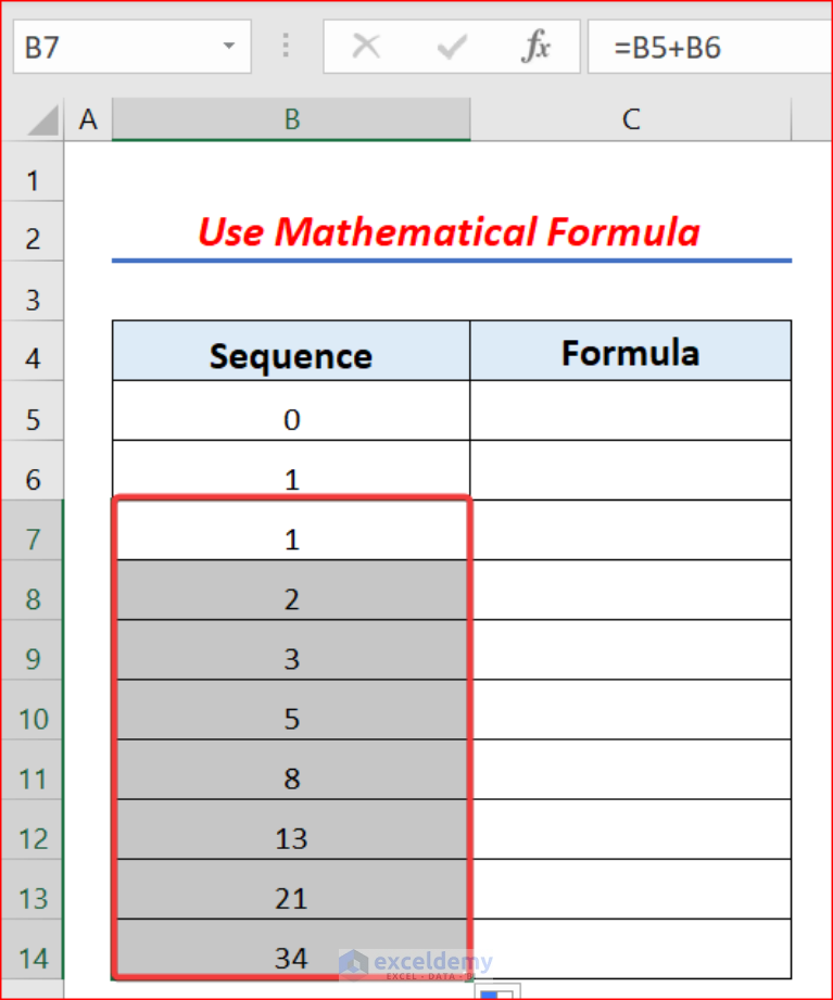 How To Create Fibonacci Sequence In Excel Easy Methods