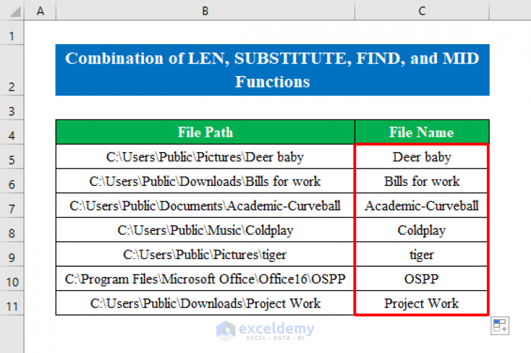 how-to-get-filename-from-path-in-excel-6-simple-methods