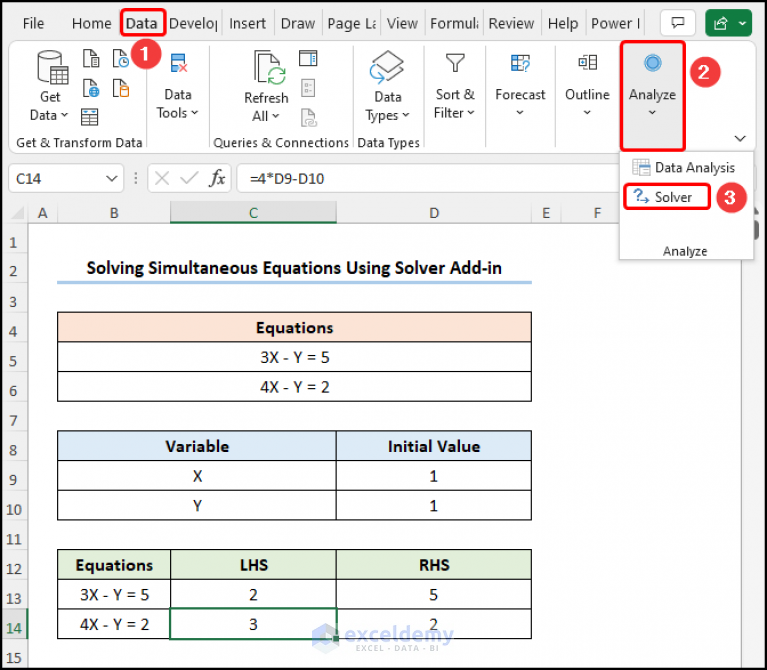 How To Solve Simultaneous Equations In Excel (3 Easy Ways)