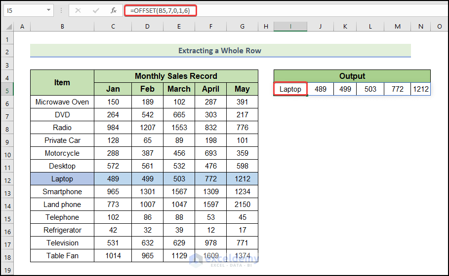 What Does Offset Function Mean In Excel