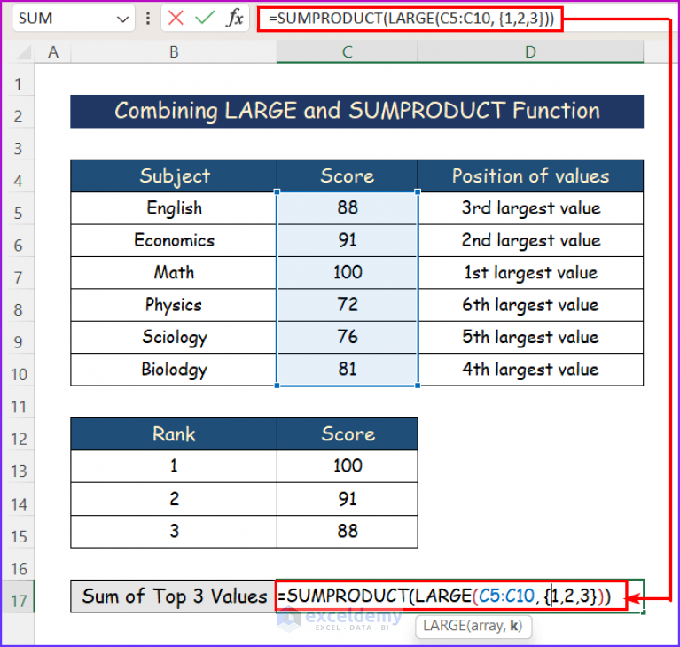 How To Use Large Function In Excel (2 Examples) - Exceldemy