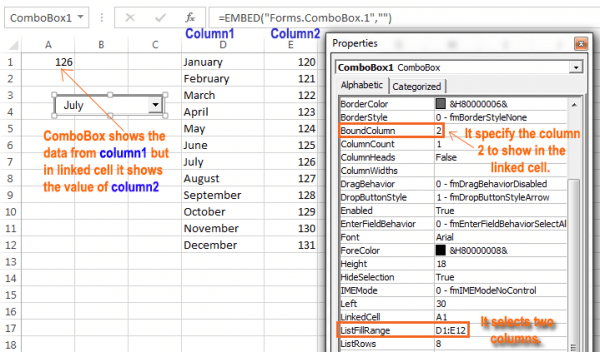 How To Display Multicolumn Combo Box In Excel Excel Examples