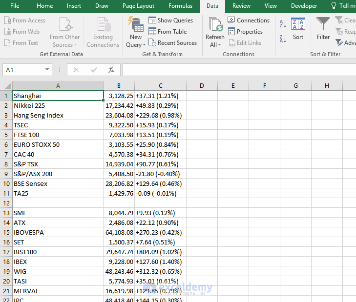 Extract Data, Website, Excel