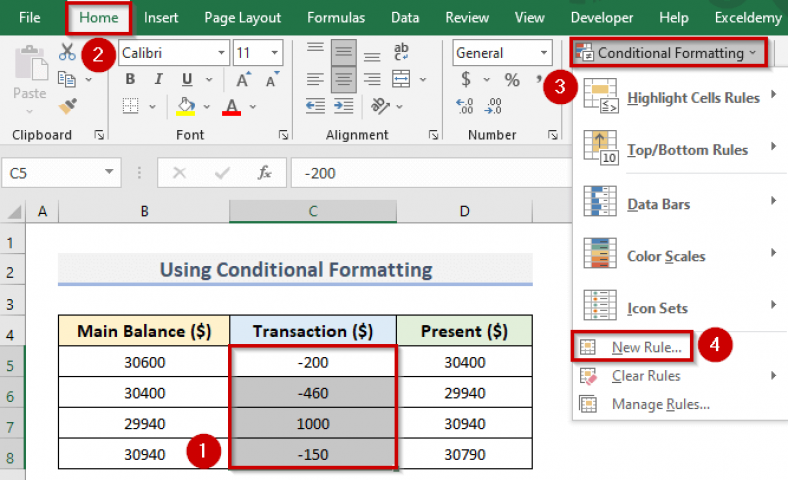 How To Make Negative Numbers Red In Excel 4 Easy Ways 9190