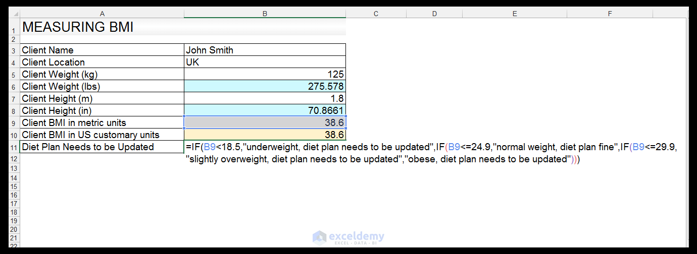 How To Use The CONVERT Function In Excel And Creating A BMI Calculator ...