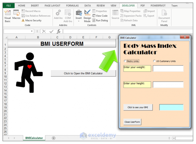 How To Create A Body Mass Index (BMI) Calculator In Excel Using VBA ...