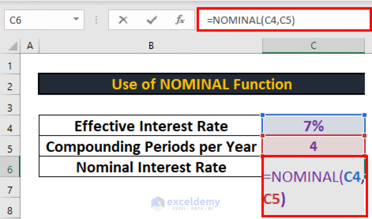Nominal Vs Effective Interest Rate In Excel 2 Practical Examples 1813