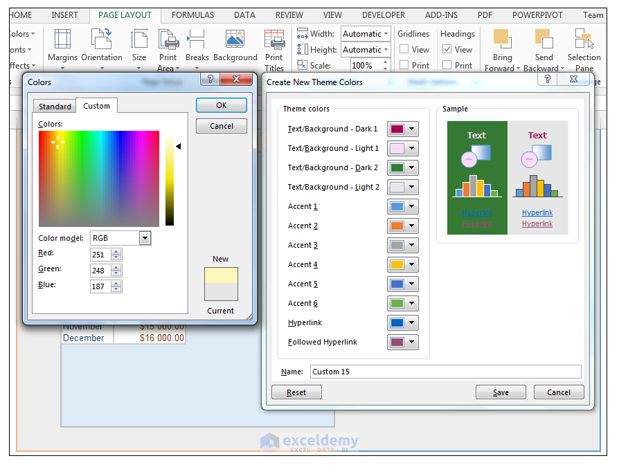 How To Modify Theme Color Font Effects Create Custom Excel Theme 