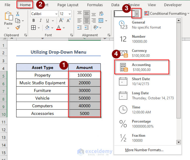 How To Apply Accounting Number Format In Excel 4 Useful Methods 8034