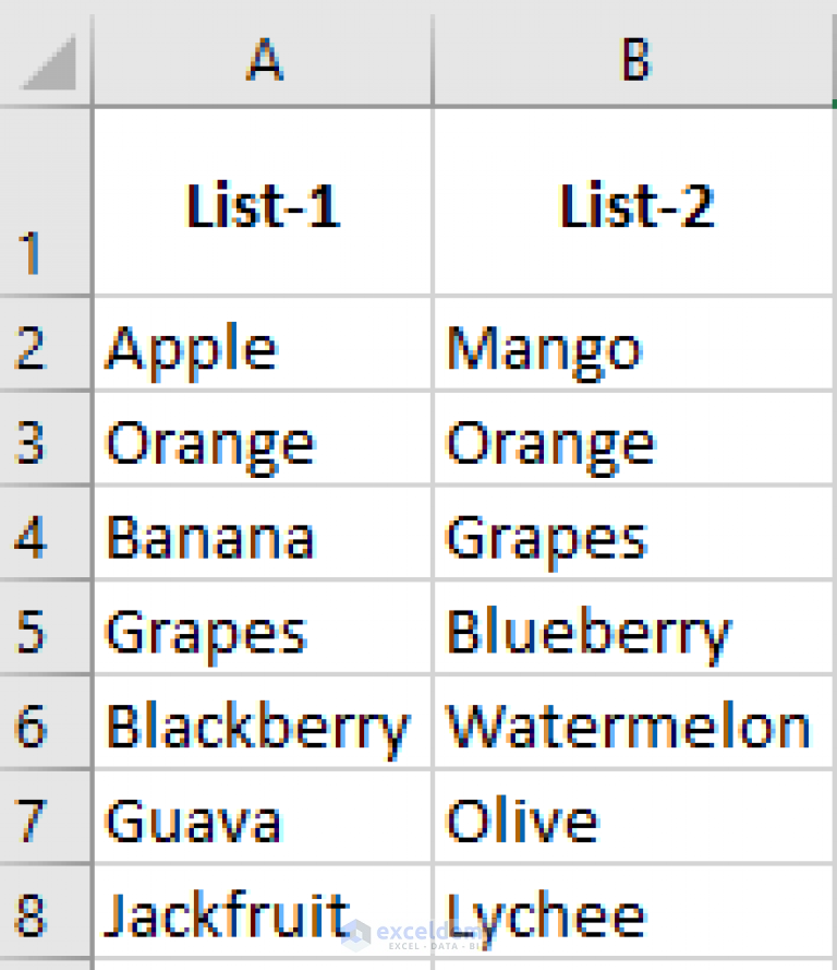 How to Compare Two Columns in Excel For Finding Differences