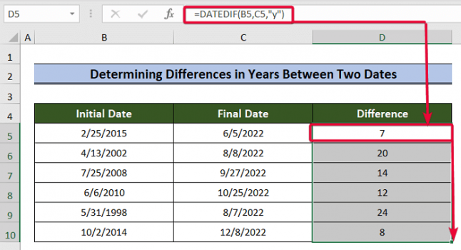 How to Use DATEDIF Function in Excel (6 Suitable Examples)