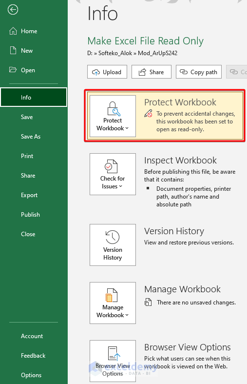 How To Make Excel File Read Only 2 Quick Methods ExcelDemy