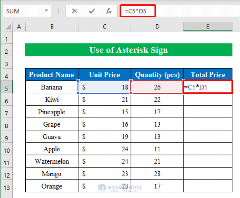 How To Multiply In Excel 8 Simple Methods Exceldemy 0504