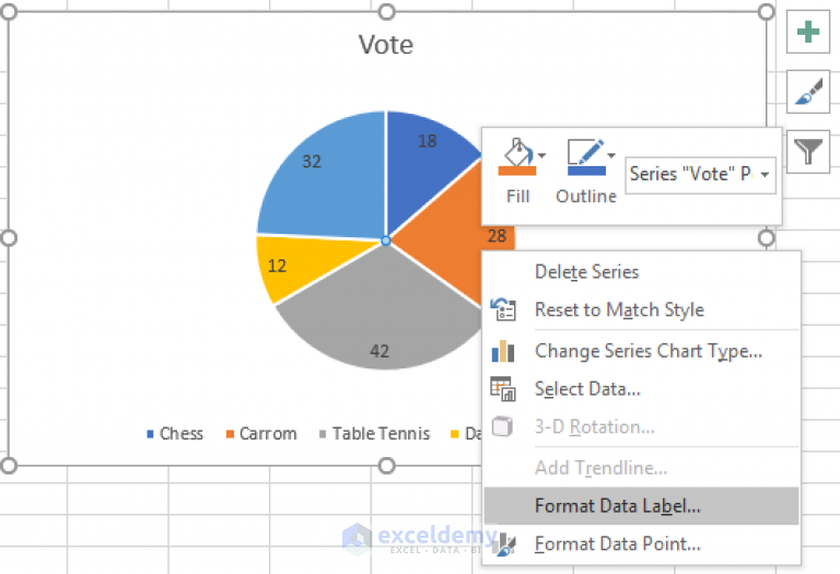 how to create a pie chart with percentages of a list in excel