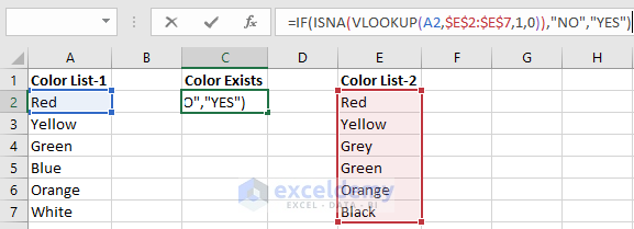 compare two columns in excel and find matches using vlookup