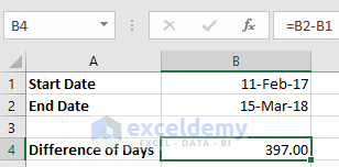 Calculate number of days/weeks/months/years between two dates in Excel