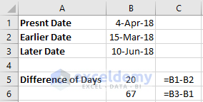 Calculate Number Of Days Weeks Months Years Between Two Dates In Excel