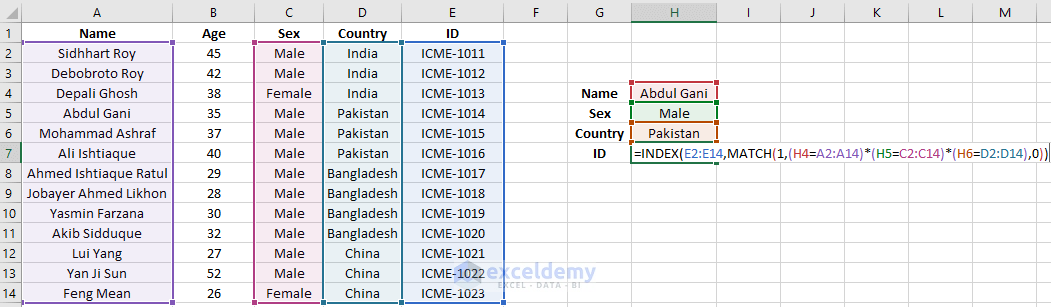 Excel Index Match Single multiple Criteria With Single multiple Results