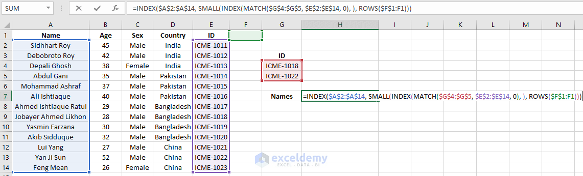 Excel Index Match Single multiple Criteria With Single multiple Results