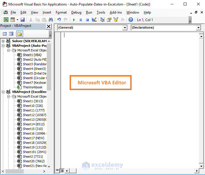 Microsoft VBA editor