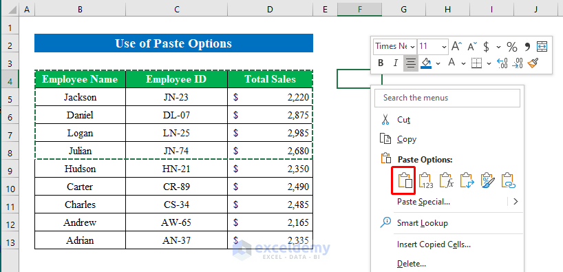 How To Copy And Paste Multiple Cells In Excel 8 Quick Methods 