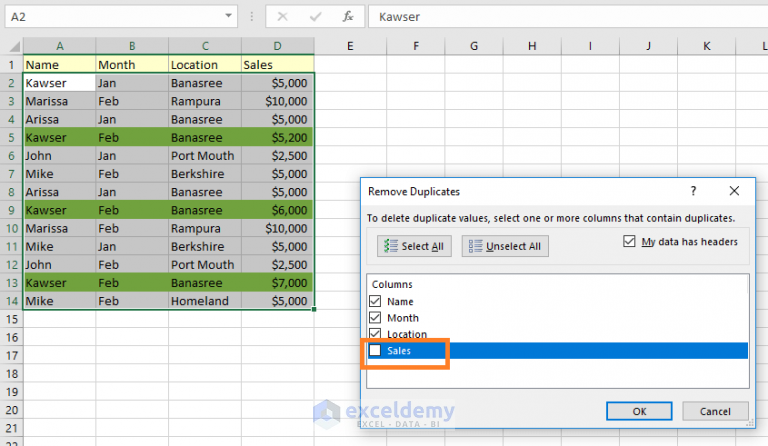 Remove Duplicate Rows Based On Two Columns In Excel [4 Ways]