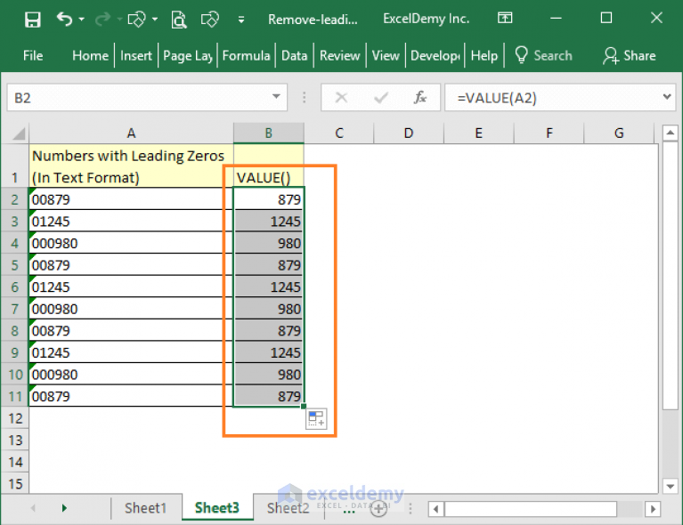 How to Remove Leading Zeros in Excel (7 Easy Ways + VBA)