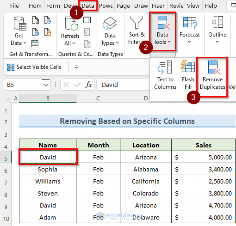 How to Remove Duplicate Rows in Excel Based on Two Columns