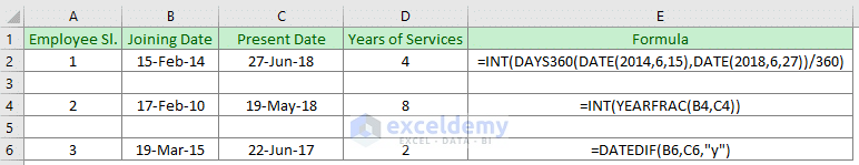 How To Calculate Years Of Service In Excel 3 Easy Ways ExcelDemy