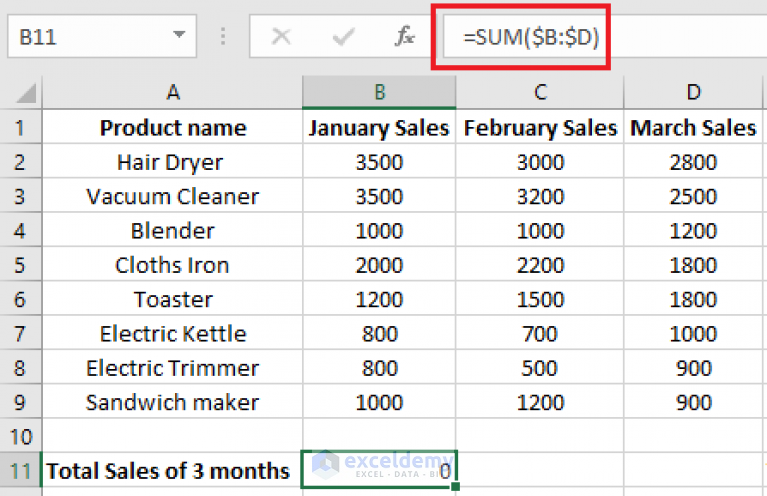 how-to-sum-multiple-rows-and-columns-in-excel-exceldemy