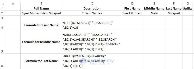 How to Separate Words in Excel Using Formula