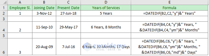 How To Calculate Years Of Service In Excel 3 Easy Ways ExcelDemy